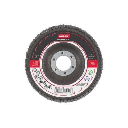 Holex Abrasive flap disc long life ZA, conical, Dia 115 mm, Grit: 40 565284 40